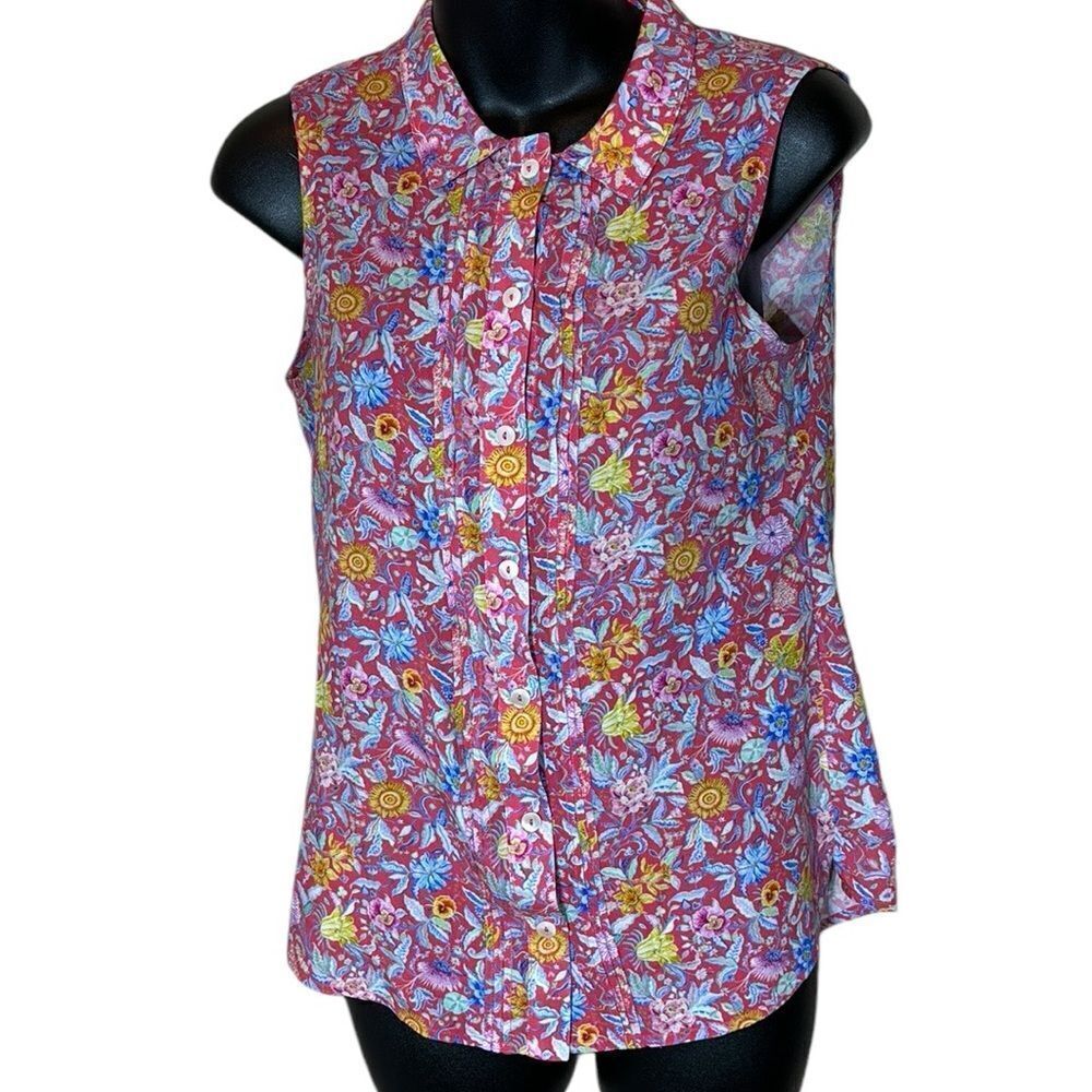 Brora button front pleated liberty floral tank top garden dopamine 8